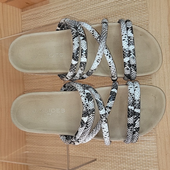 J/SLIDES TESS EMBOSSED STRAPPY SLIDE SANDAL sz8 - Picture 3 of 8
